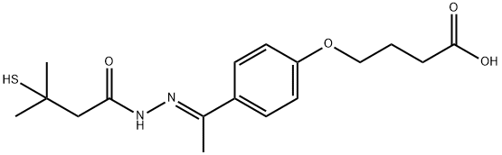 Butanoic acid, 3-mercapto-3-methyl-, (2E)-2-[1-[4-(3-carboxypropoxy)phenyl]ethylidene]hydrazide Structure