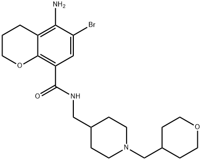 5-amino-6-bromo-N-{[1-(tetrahydro-2H-pyran-4-ylmethyl)-4-piperidinyl]methyl}-3,3-dihydro-2H-chromene-8-carboxamide 구조식 이미지