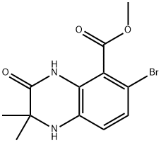 Methyl 6-bromo-2,2-dimethyl-3-oxo-1,2,3,4-tetrahydroquinoxaline-5-carboxylate 구조식 이미지