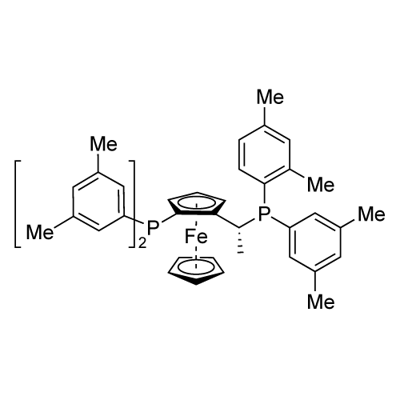 Ferrocene, 1-[bis(3,5-dimethylphenyl)phosphino]-2-[(1S)-1-[bis(3,5-dimethylphenyl)phosphino]ethyl]-, (1R)- Structure