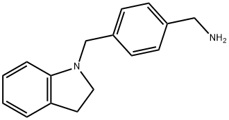 Benzenemethanamine, 4-[(2,3-dihydro-1H-indol-1-yl)methyl]- Structure