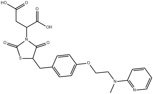 Butanedioic acid, 2-[5-[[4-[2-(methyl-2-pyridinylamino)ethoxy]phenyl]methyl]-2,4-dioxo-3-thiazolidinyl]- Structure