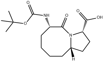 Pyrrolo[1,2-a]azocine-3-carboxylic acid, 6-[[(1,1-dimethylethoxy)carbonyl]amino]decahydro-5-oxo-, (3S,6S,10aS)- Structure