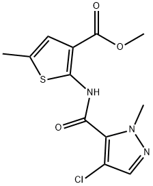 methyl 2-(4-chloro-1-methyl-1H-pyrazole-5-carboxamido)-5-methylthiophene-3-carboxylate 구조식 이미지