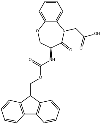 1,5-Benzoxazepine-5(2H)-acetic acid, 3-[[(9H-fluoren-9-ylmethoxy)carbonyl]amino]-3,4-dihydro-4-oxo-, (3S)- Structure