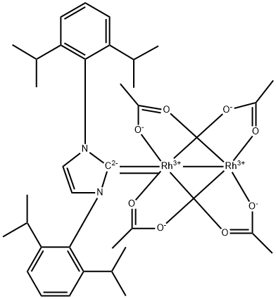 Rhodium, tetrakis[μ-(acetato-κO:κO')][1,3-bis[2,6-bis(1-methylethyl)phenyl]-1,3-dihydro-2H-imidazol-2-ylidene]di-, (Rh-Rh) Structure