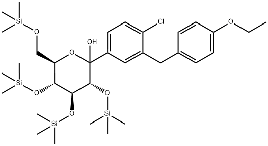 D-Glucopyranose, 1-C-[4-chloro-3-[(4-ethoxyphenyl)Methyl]phenyl]-2,3,4,6-tetrakis-O-(triMethylsilyl)- 구조식 이미지