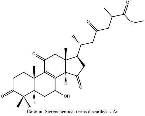 Lanost-8-en-26-oic acid, 7-hydroxy-3,11,15,23-tetraoxo-, methyl ester, (7β,25R)- 구조식 이미지