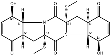 (4R,4aβ,7aα,11aβ,14aα)-4β,11β-Dihydroxy-6aα,13aα-di(methylthio)-4,4a,6a,7,11,11a,14,14a-octahydro-1H,6H-pyrazino[1,2-a:4,5-a']diindole-1,6,8,13(7aH,13aH)-tetrone Structure