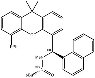[S(R)]-N-[(R)-(1-Naphthalenyl)[5-(diphenylphosphino)-9,9-dimethyl-9H-xanthen-4-yl]methyl]-N,2-dimethyl-2-propanesulfinamide 구조식 이미지