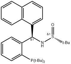 [S(R)]-N-[(R)-2-(Di-tert-butylphosphino)phenyl]-1-naphthalenylmethyl]-2-methyl-2-propanesulfinamide Structure