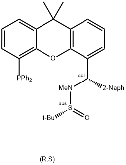 [S(R)]-N-[(S)-(2-Naphthalenyl)[5-(diphenylphosphino)-9,9-dimethyl-9H-xanthen-4-yl]methyl]-N,2-dimethyl-2-propanesulfinamide 구조식 이미지