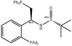 [S(R)]-N-[(1S)-2-(Diphenylphosphino)-1-[2-(diadamantanphosphanyl)phenyl]ethyl]-2-methyl-2-propanesulfinamide 구조식 이미지