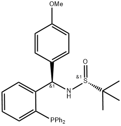 [S(R)]-N-[(R)-[2-(Diphenylphosphino)phenyl](4-methoxyphenyl)methyl]-2-methyl-2-propanesulfinamide 구조식 이미지