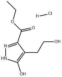 5-Hydroxy-4-(2-hydroxy-ethyl)-1H-pyrazole-3-carboxylic acid ethyl ester hydrochloride Structure