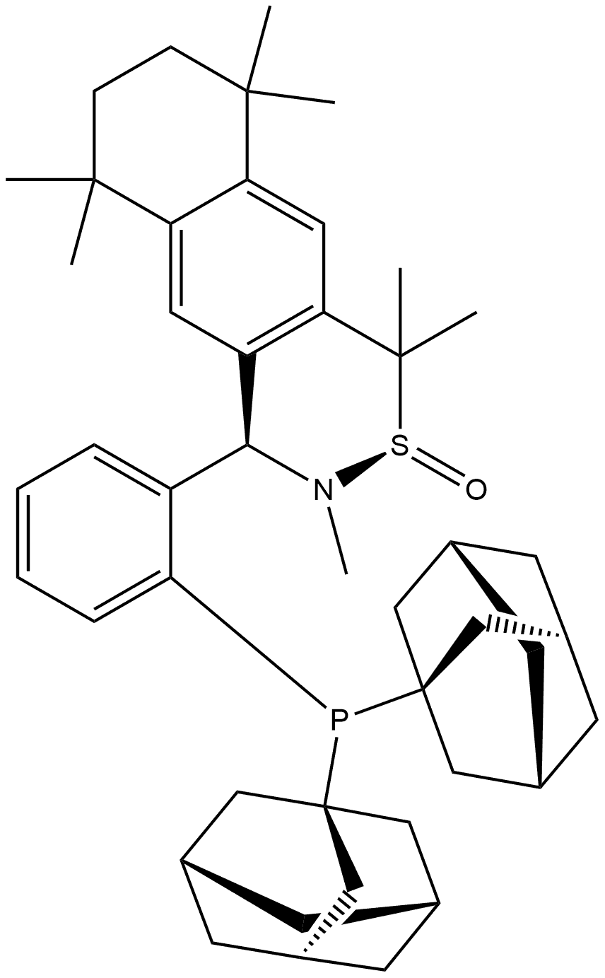 [S(R)]-N-((R)-(2-(Diadamantanphosphino)phenyl)(5,6,7,8-tetrahydro-5,5,8,8-tetramethyl-2-naphthalenyl)methyl]-N,2-dimethyl-2-propanesulfinamide Structure