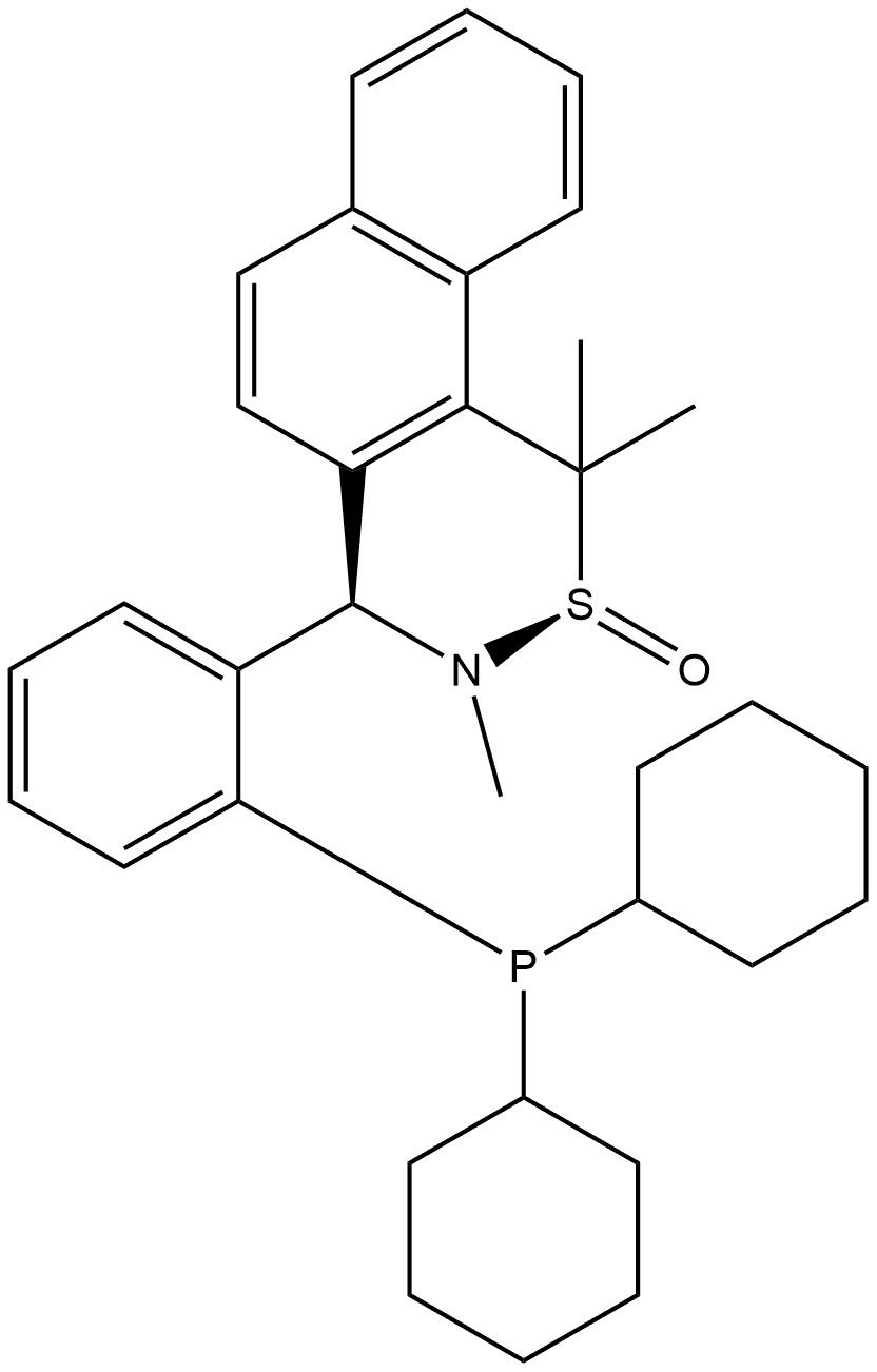 [S(R)]-N-[(R)-[2-(Dicyclohexylphosphino)phenyl]-2-naphthalenylmethyl]-N,2-dimethyl-2-propanesulfinamide 구조식 이미지