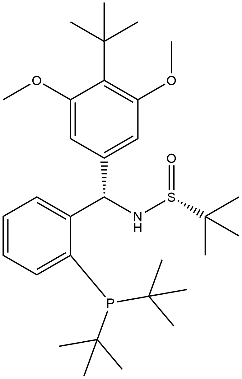 [S(R)]-N-[(S)-(3,5-Di-tert-butyl-4-methoxyphenyl)[2-(di-tert-butylphosphino)phenyl]methyl]-2-methyl-2-propanesulfinamide Structure