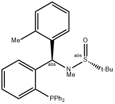 S(R)]-N-[(R)-(2-Methylphenyl)[2-(diphenylphosphino)phenyl]methyl]-N,2-dimethyl-2-propanesulfinamide Structure