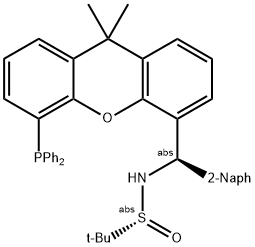 [S(R)]-N-[(R)-(2-Naphthalenyl)[5-(diphenylphosphino)-9,9-dimethyl-9H-xanthen-4-yl]methyl]-2-methyl-2-propanesulfinamide 구조식 이미지