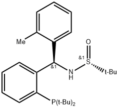 [S(R)]-N-[(R)-[2-(Di-tert-butylphosphanyl)(2-methylphenyl)phenyl]methyl]-2-methyl-2-propanesulfinamide Structure