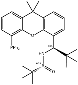 [S(R)]-N-[(1R)-1-[5-(Diphenylphosphino)-9,9-dimethyl-9H-xanthen-4-yl]-2,2-dimethylpropyl]-2-methyl-2-propanesulfinamide 구조식 이미지