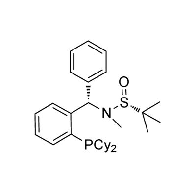 [S(R)]-N-[(S)-[2-(Dicyclohexylphosphino)phenyl]phenylmethyl]-N,2-dimethyl-2-propanesulfinamide 구조식 이미지