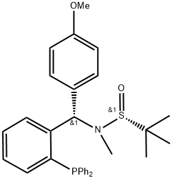 [S(R)]-N-[(S)-[2-(Diphenylphosphino)phenyl](4-methoxyphenyl)methyl]-N,2-dimethyl-2-propanesulfinamide Structure