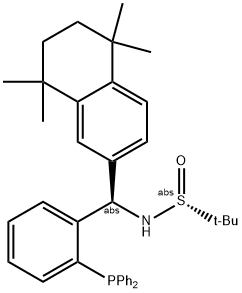 S(R)]-N-[(R)-[2-(Diphenylphosphino)phenyl](5,6,7,8-tetrahydro-5,5,8,8-tetramethyl-2-naphthalenyl)methyl]-2-methyl-2-propanesulfinamide 구조식 이미지