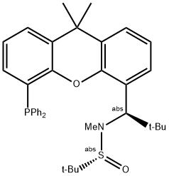 [S(R)]-N-[(R)-(2-(1-tert-Butylmethyl)][5-(diphenylphosphino)-9,9-dimethyl-9H-xanthen-4-yl]methyl]-N,2-dimethyl-2-propanesulfinamide 구조식 이미지