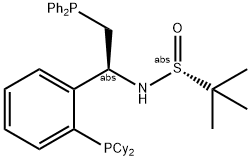 [S(R)]-N-[(1S)-2-(Diphenylphosphino)-1-[2-(dicyclohexylphosphanyl)phenyl]ethyl]-2-methyl-2-propanesulfinamide 구조식 이미지