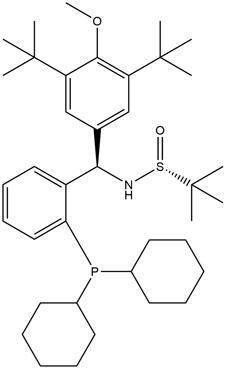 [S(R)]-N-[(R)-[3,5-Bis(1,1-dimethylethyl)-4-methoxyphenyl][2-(dicyclohexylphosphino)phenyl]methyl]-2-methyl-2-propanesulfinamide 구조식 이미지