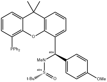 [S(R)]-N-[(R)-(4-Methoxyphenyl)[5-(diphenylphosphino)-9,9-dimethyl-9H-xanthen-4-yl]methyl]-N,2-dimethyl-2-propanesulfinamide 구조식 이미지