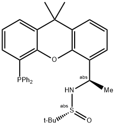 [S(R)]-N-[(R)-1-[5-(Diphenylphosphino)-9,9-dimethyl-9H-xanthen-4-yl]ethyl]-2-methyl-2-propanesulfinamide 구조식 이미지
