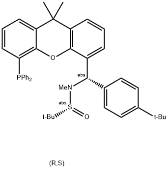 [S(R)]-N-[(S)-[4-(1,1-Dimethylethyl)phenyl][5-(diphenylphosphino)-9,9-dimethyl-9H-xanthen-4-yl]methyl]-N,2-dimethyl-2-propanesulfinamide 구조식 이미지