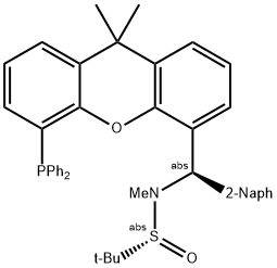 [S(R)]-N-[(R)-(2-Naphthalenyl)[5-(diphenylphosphino)-9,9-dimethyl-9H-xanthen-4-yl]methyl]-N,2-dimethyl-2-propanesulfinamide 구조식 이미지