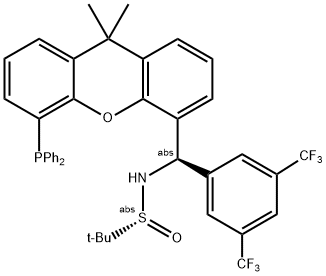 [S(R)]-N-[(R)-[3,5-Bis(trifluoromethyl)phenyl][5-(diphenylphosphino)-9,9-dimethyl-9H-xanthen-4-yl]methyl]-2-methyl-2-propanesulfinamide 구조식 이미지