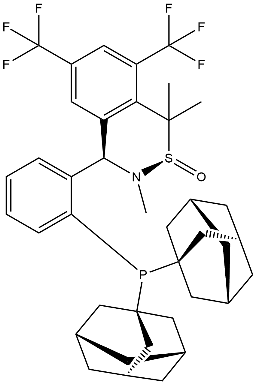 [S(R)]-N-[(R)-3,5-Bis(trifluoromethyl)phenyl)[2-(Diadamantanphosphino)phenyl]methyl]-N,2-dimethyl-2-propanesulfinamide Structure