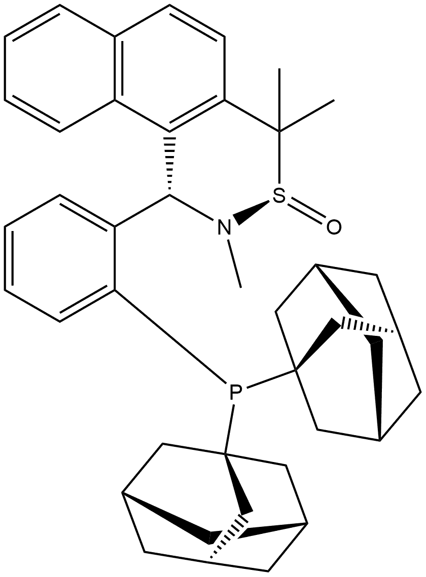 [S(R)]-N-[(S)-[2-(Diadamantanphosphino)phenyl]-1-naphthalenylmethyl]-N,2-dimethyl-2-propanesulfinamide 구조식 이미지