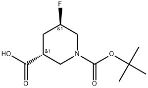 trans-5-Fluoro-piperidine-1,3-dicarboxylic acid 1-tert-butyl ester 구조식 이미지