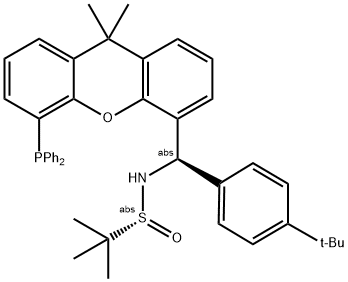 [S(R)]-N-[(R)-[4-(1,1-Dimethylethyl)phenyl][5-(diphenylphosphino)-9,9-dimethyl-9H-xanthen-4-yl]methyl]-2-methyl-2-propanesulfinamide 구조식 이미지