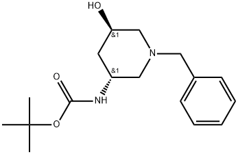 (3R,5R)-(1-Benzyl-5-hydroxy-piperidin-3-yl)-carbamic acid tert-butyl ester Structure