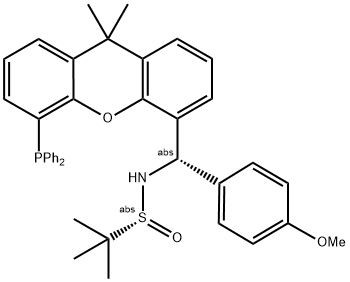 [S(R)]-N-[(S)-[5-(Diphenylphosphino)-9,9-dimethyl-9H-xanthen-4-yl](4-methoxyphenyl)methyl]-2-methyl-2-propanesulfinamide 구조식 이미지