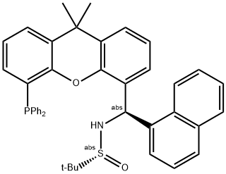 [S(R)]-N-[(R)-(1-Naphthalenyl)[5-(diphenylphosphino)-9,9-dimethyl-9H-xanthen-4-yl]methyl]-2-methyl-2-propanesulfinamide 구조식 이미지