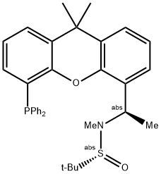 [S(R)]-N-[(R)-1-[5-(Diphenylphosphino)-9,9-dimethyl-9H-xanthen-4-yl]ethyl]-N,2-dimethyl-2-propanesulfinamide 구조식 이미지