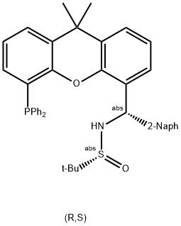 [S(R)]-N-[(S)-(2-Naphthalenyl)[5-(diphenylphosphino)-9,9-dimethyl-9H-xanthen-4-yl]methyl]-2-methyl-2-propanesulfinamide 구조식 이미지