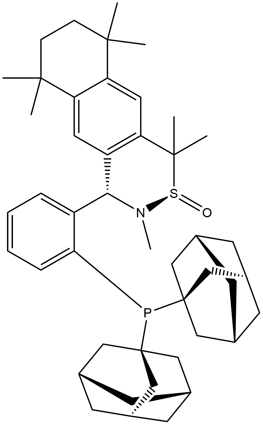 [S(R)]-N-((S)-(2-(Diadamantanphosphino)phenyl)(5,6,7,8-tetrahydro-5,5,8,8-tetramethyl-2-naphthalenyl)methyl]-N,2-dimethyl-2-propanesulfinamide Structure