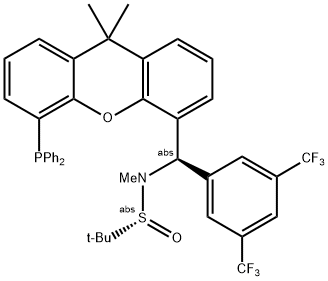 [S(R)]-N-[(R)-[3,5-Bis(trifluoromethyl)phenyl][5-(diphenylphosphino)-9,9-dimethyl-9H-xanthen-4-yl]methyl]-N,2-dimethyl-2-propanesulfinamide 구조식 이미지