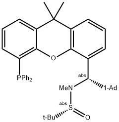 [S(R)]-N-[(S)-(2-(1-Adamantylmethyl)][5-(diphenylphosphino)-9,9-dimethyl-9H-xanthen-4-yl]methyl]-N,2-dimethyl-2-propanesulfinamide 구조식 이미지