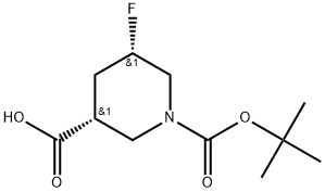 cis-5-Fluoro-piperidine-1,3-dicarboxylic acid 1-tert-butyl ester Structure